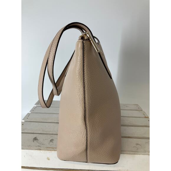 KATE SPADE NUDE, BONE COLOR PEBBLED LEATHER SHOULDER BAG - Picture 4 of 16